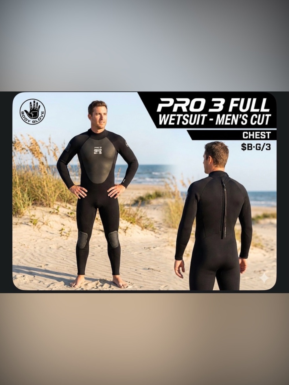 Body Glove Pro 3 Men's Full Wetsuit - Size XL - Needs Zipper Repair